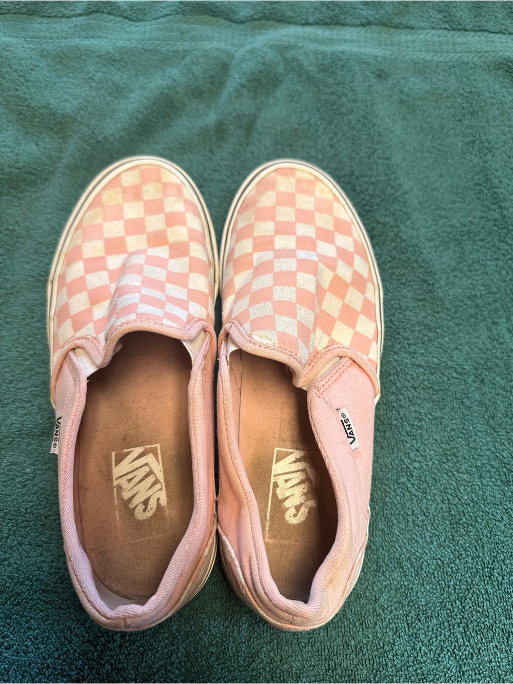 Vans Women’s Slip-On Sneakers in Light Pink and White